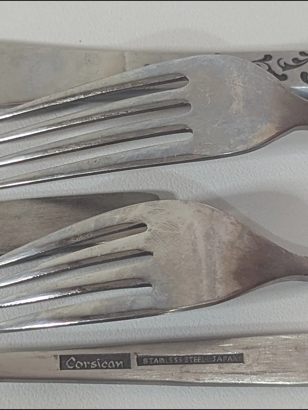 Vintage Corsican Stainless Steel Japan Flatware Set 36 Pc Floral Scroll MCM